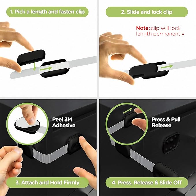 Baby Proofing Child Safety Locks (16 Pack) by Skyla Homes - The Safest, Quickest and Easiest 3M Adhesive Cabinet Latches, No Screws & Magnets, Multi-Purpose for Furniture, Kitchen, Ovens, Toilet Seats-CubbioJoy