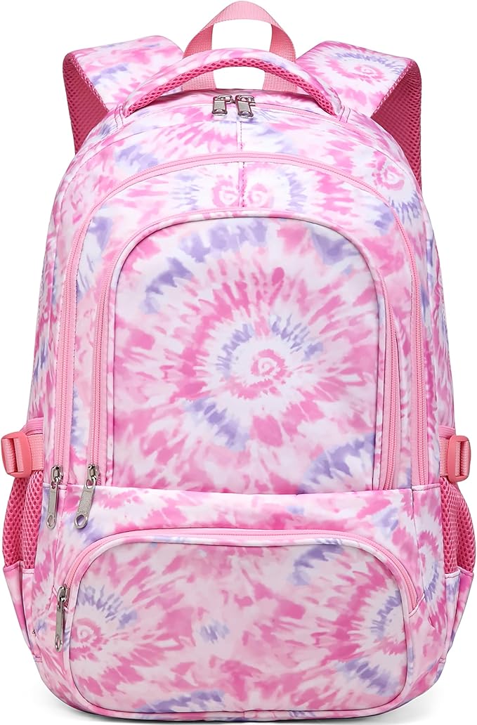 BLUEFAIRY Kids Backpack for Girls Elementary Primary Middle School Bags for Aged 8-10 for Teens Childs Bookbags Back to School Book Bags Gifts Mochilas para Niñas de 6 7 8 9 10 Años Tie-dye Pink-CubbioJoy