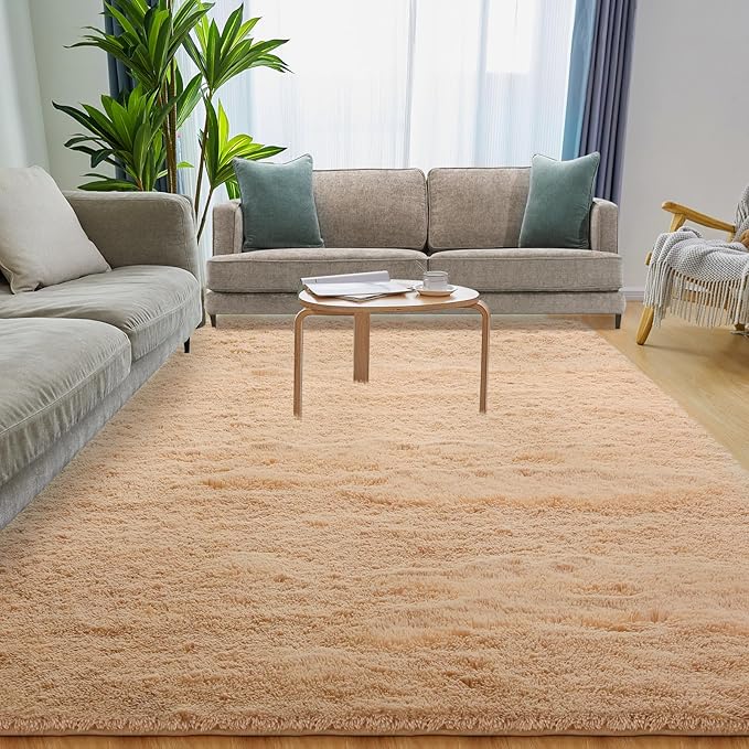 Area Rugs 8x10, Fluffy Rugs for Living Room, Ultra Soft Rugs for Bedroom, Non-Slip Indoor Carpet for Nursery, Kids Room, Playroom, Home Decor, Camel-CubbioJoy