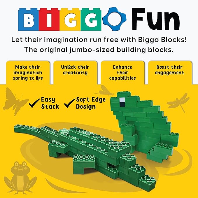 Big Blocks for Kids Ages 4-8 — Indoor & Outdoor Blocks Kids Games — Green Large Building Blocks - 48pc-CubbioJoy