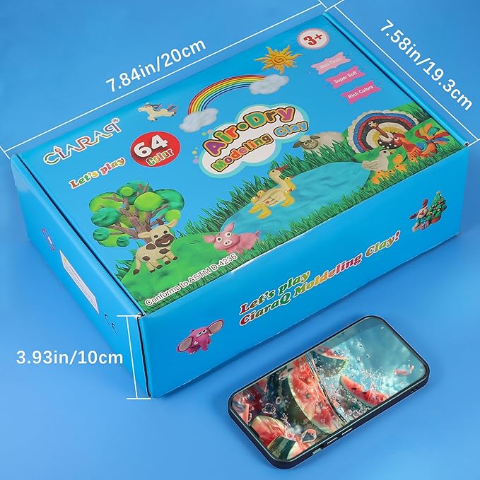 CiaraQ Modeling Clay Kit - 64 Colors Air Dry Clay with Sculpting Tools, Ideal for Crafting, DIY Projects. Easter/Halloween/Christmas Gifts.-CubbioJoy