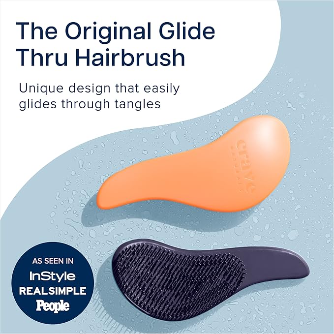 Crave Naturals Glide Thru Hair Brush - Detangler Brush for Curly, Straight, Wet or Dry Hair - Gentle Detangling Brusheses for Adults, Kids, Toddlers - Hair Accessories for Women, 7.5"x3" - Coral-CubbioJoy