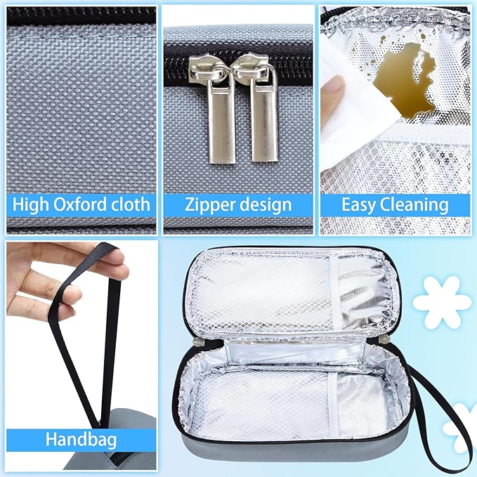 Breastmilk Cooler Bag with Ice Pack, Portable Insulated Breast Milk Storage Cooler Bag, Small Stylish Breastmilk Storage Bag Cooler with Wrist Strap (Grey)-CubbioJoy