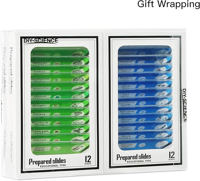 48 Prepared Microscope Slides Set of Animals Insects Plants Flowers, Biological Learning Resource Specimens for Kids Beginner Classroom Basic Science Education-CubbioJoy