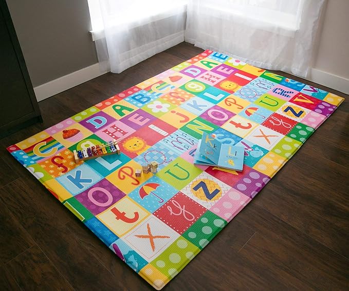 Baby Care Play Mat (Large, Playful - Zoo Town) 82'' x 55'' Original One-Piece Reversible Rollable Waterproof Play Mat for Infants, Babies, Toddler, and Kids-CubbioJoy