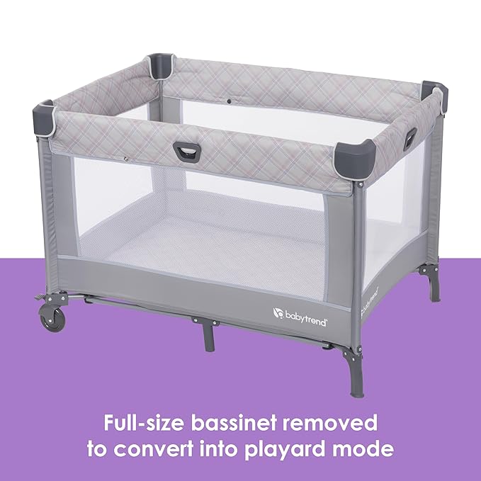 Baby Trend Lullaby Nursery Suite EZ-Fold Playard with Portable Rocking Lounger, Madrid Plaid-CubbioJoy