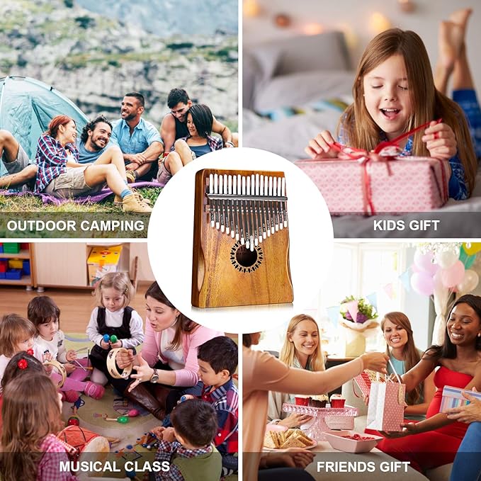 Kalimba Thumb Piano 17 Keys, Portable Mbira Finger Piano Gifts for Kids and Adults Beginners Wood-CubbioJoy