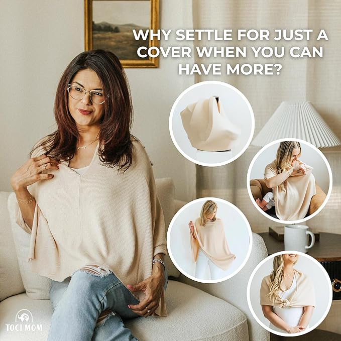 Breathable Nursing Cover Poncho – Stylish Multi-Use Breastfeeding Scarf, Car Seat Cover & Baby Blanket for Modern Moms-CubbioJoy