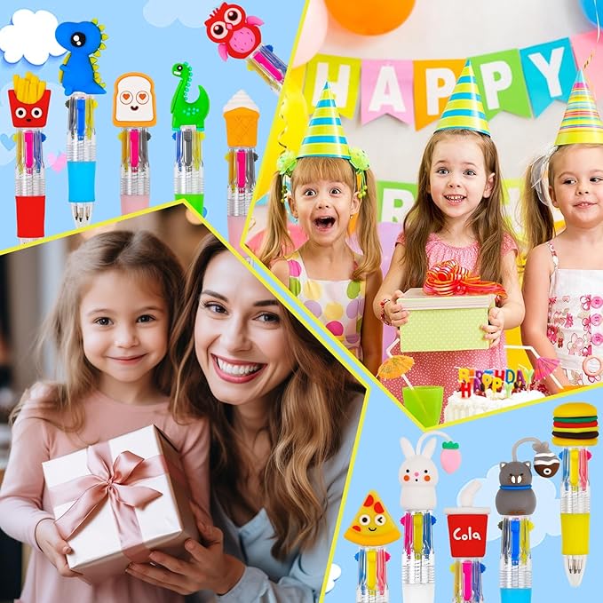 200Pcs Mini Multicolor Pens in One 4-in-1 Cute Pens Bulk for Kids, Ballpoint Pen for Birthdays and Children's Parties, Fun Gifts Assorted Ink Kawaii Pen-CubbioJoy