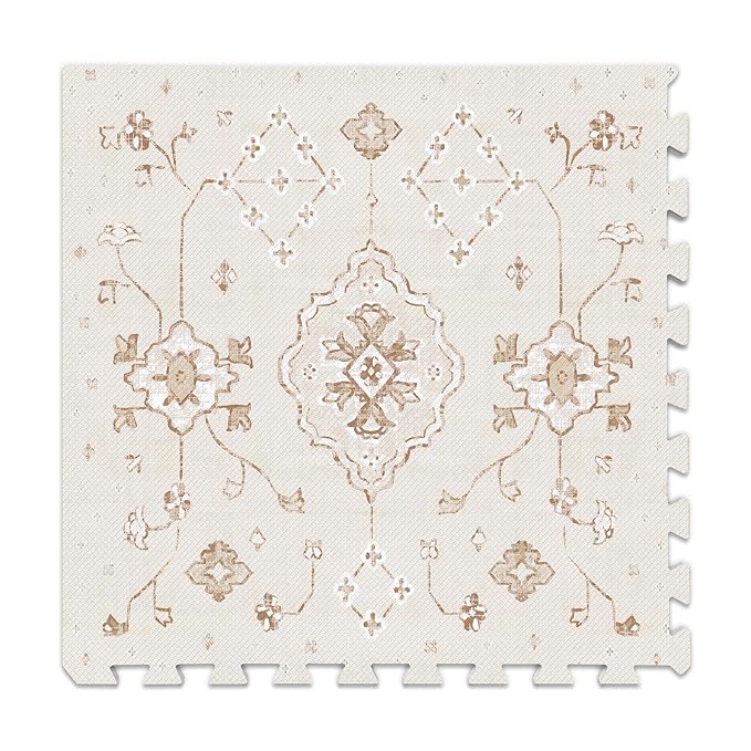 Baby Play Mat for Floor – 6x6ft Vintage Vanilla | Soft Non Toxic Premium EVA Foam Tiles for Tummy Time, Crawling & Playroom – Waterproof Floor Mat for Babies & Toddlers Lillefolk (9 Tiles)-CubbioJoy