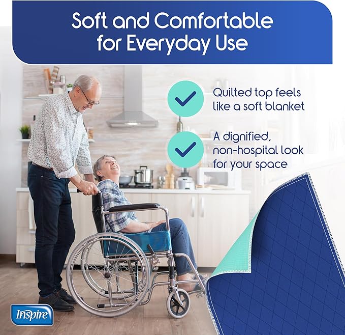 Inspire Waterproof Chair Pad, Dark Colored to Hide Stains, 18 x 24 – Quilted, for Incontinence Washable, for Adults and Kids Reusable Underpad-CubbioJoy