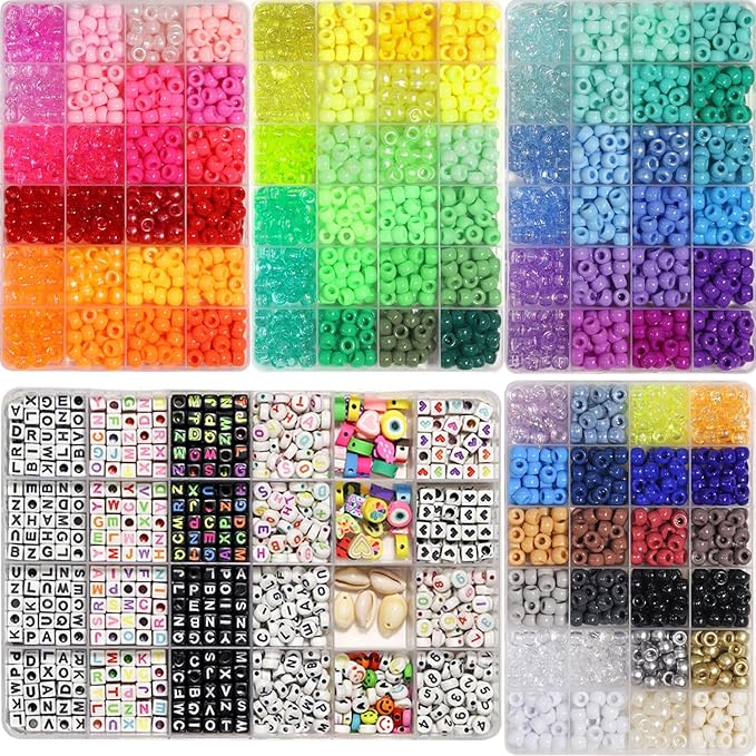 JULIMAIDONG 11500Pcs Pony Beads, Beads for Bracelets Making, Multi-Colored Hair Beads for Hair Braids, 144 Colors Kandi Friendship Bracelet Beads Jewelry Making Kits for Craft (144Color)-CubbioJoy