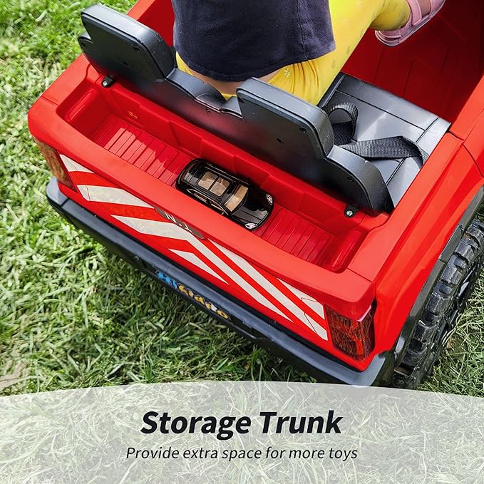 12V 7Ah Electric Fire Truck Ride-On Toy for Big Kids, 2 Seater Kids Ride on Car SUV w/Remote Control, Bluetooth - Red-CubbioJoy