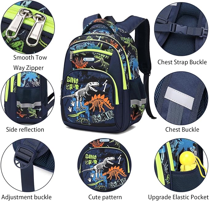 Cusangel Backpack for Boys Girls School Bookbags,Kindergarten Elementary Middle School Lightweight Waterproof Multifunctional Large Capacity for Backpack (16inch Luminous dinosaur)-CubbioJoy