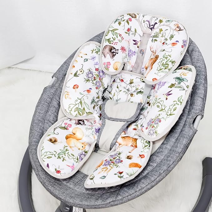 2 in 1 Infant Car Seat Insert, Car Seat Head Support Baby Girls Boys, Soft Newborn Carseat Insert Cushion, Perfect for Carseats, Strollers, Swings (Gray Animals)-CubbioJoy