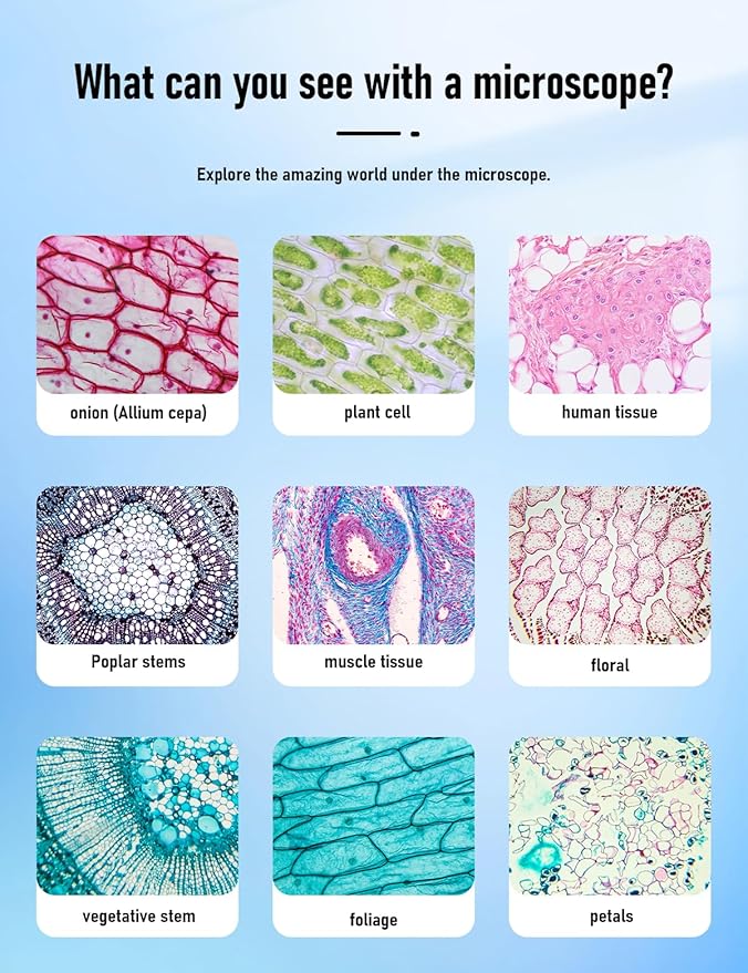 Binocular Compound Microscope 40X-2000X, Research Grade Professional Microscope with Dual Mechanical Stages and Coaxial Coarse/Fine Focus Knobs, Built-in Electronic Eyepieces, Adult Microscope-CubbioJoy