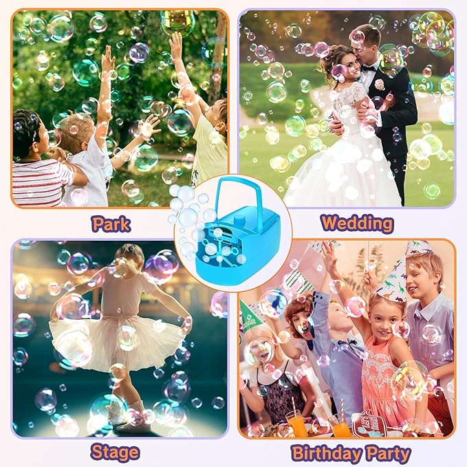 Bubble Machine, 18000+ Bubbles Per Minute Bubble Maker Blower for Kids Toddlers with 2 Speeds,6 Wands,Operated by Batteries or Plug-in for Outdoor/Indoor Birthday Parties,Wedding (Blue)-CubbioJoy