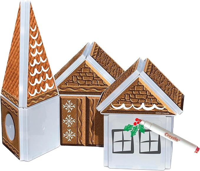 CreateOn Crayola Holiday Gingerbread House Magnetic Tiles, Magnetic Kids Building Toys, Educational Stem Toys for Ages 3+, 24-Piece Set-CubbioJoy