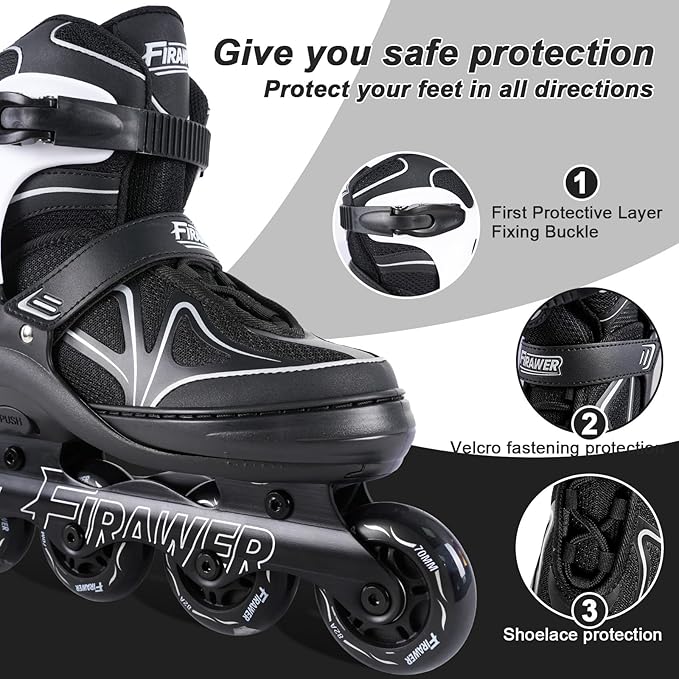 Kids Adjustable Inline Skates Ages 4-12, Youth Inlie Skates for Girls Boys 5-8 8-12 with Full Light Up Wheels, Beginner Women Adult Skates