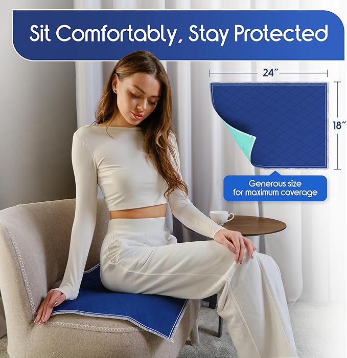 Inspire Waterproof Chair Pad, Dark Colored to Hide Stains, 18 x 24 – Quilted, for Incontinence Washable, for Adults and Kids Reusable Underpad-CubbioJoy