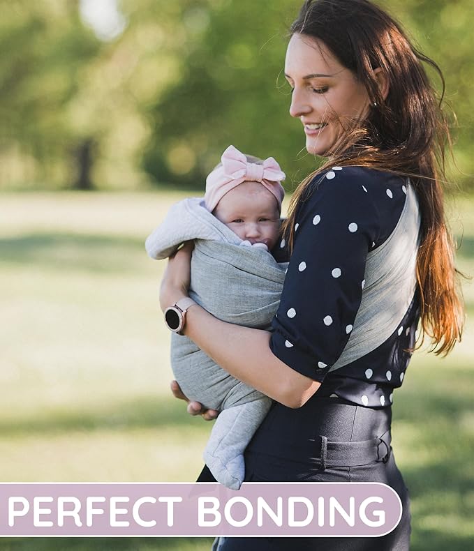 Baby Sling Carrier – Breathable 100% Cotton Wrap for Infant Support, Ring Sling Baby Carrier – Adjustable Muslin Fabric, Baby Carrier Newborn to Toddler – Soft Chest Hold for Travel Dark Grey-CubbioJoy