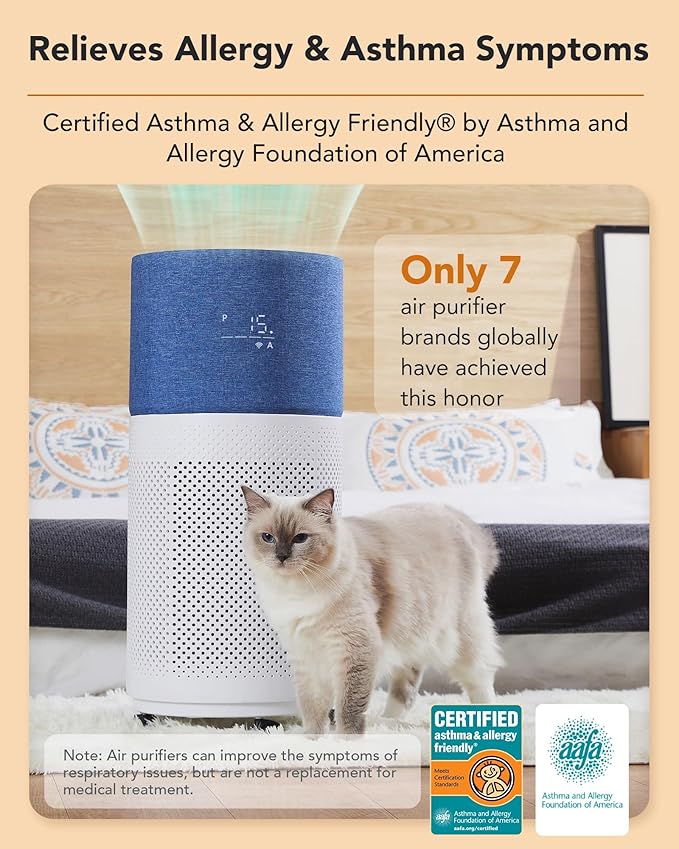 CleanForce Rainbow H13 True HEPA Air Purifier for Home Large Room, Bedroom, up to 2550sqft, Smart App-Control air Quality Monitor, Filters dust Pollen Smoke Odor VOCs-CubbioJoy