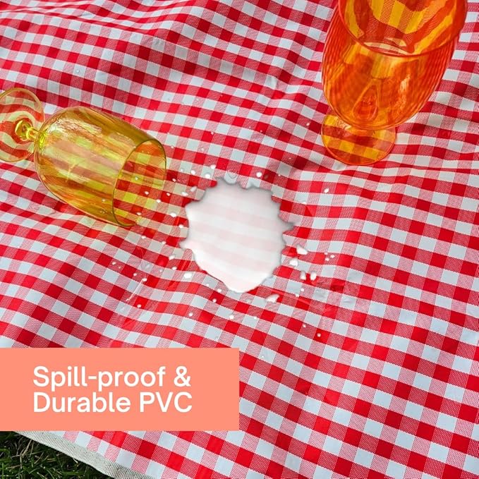 Cute Gingham Picnic Blanket, Waterproof Foldable, in Large 80x60in and Extra Large 80x80in, Portable Compact Beach Blanket, Oversized XL Outdoor Mat (Red, Large)-CubbioJoy