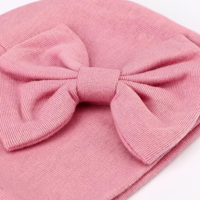 BQUBO Newborn Baby Hats Mittens Set Hospital Hat Beanie Infant Bow Hats Baby Gloves No Scratch Mittens for 0-6 Months-CubbioJoy