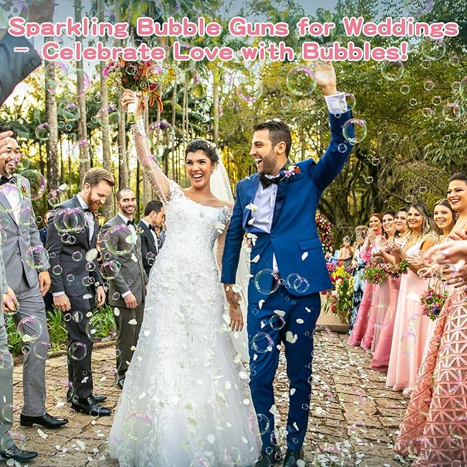Bubble Gun, Upgraded 125 Holes Bubble Guns for Wedding, Pink Bubble Machine for Kids Age 3 4 5 6 7 8 9 10 11 12 Year Old, Big Bubble Blower Gun with Lights, Halloween Outdoor Party Favors-CubbioJoy