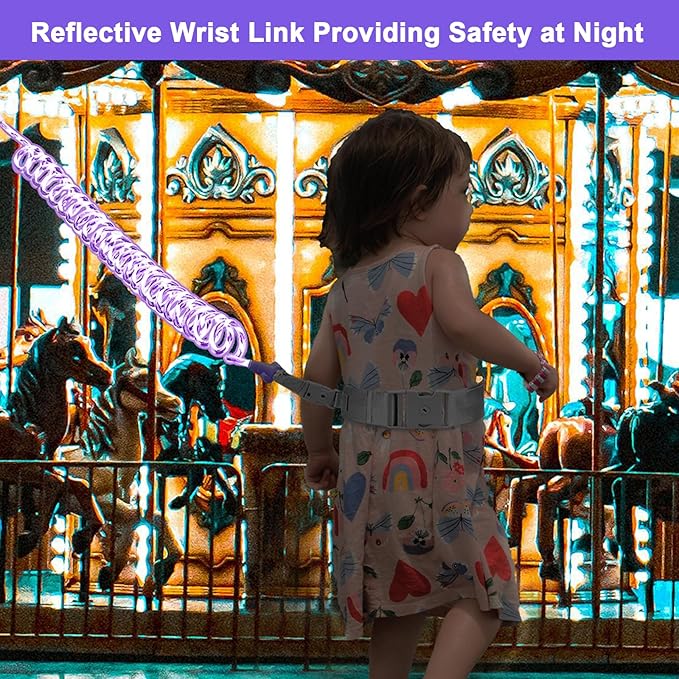 Accmor Toddler Leash with Reflective Baby Anti Lost Wrist Link, 2 in 1 Kids Walking Harnesses Belt Leashes with Key Lock for Girls Age 1-4, Keep Child Close Rope Tether for Outdoor Travel Purple-CubbioJoy