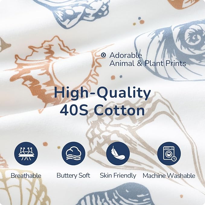 Baby Sleep Sack 3-6 Months, Cotton Detachable Long Sleeve Sleep Sack, 2.5 Tog Toddler Sleeping Sack with Temperature Strips, 2-Way Zipper Wearable Blankets for Newborns, Ocean-CubbioJoy