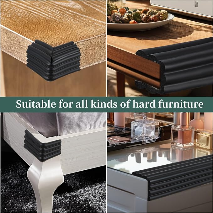 Corner Protector for Baby, Widen Edge Protector with Adhesive Backing, Baby Proofing Edge Corner Protectors Self Adhesive Furniture Corner Guard Bumper for Table, Desk, Fireplace (Black, 6.6ft)-CubbioJoy