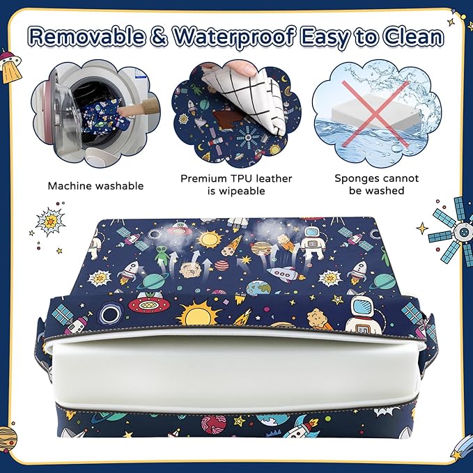 Booster Seat for Kitchen Chair with Backrest & 4 Adjustable Straps, Portable TPU Waterproof & Anti-Scratch Toddler Booster Seat for Dining Table, Non-Slip & Removable Booster SEat for Table-CubbioJoy