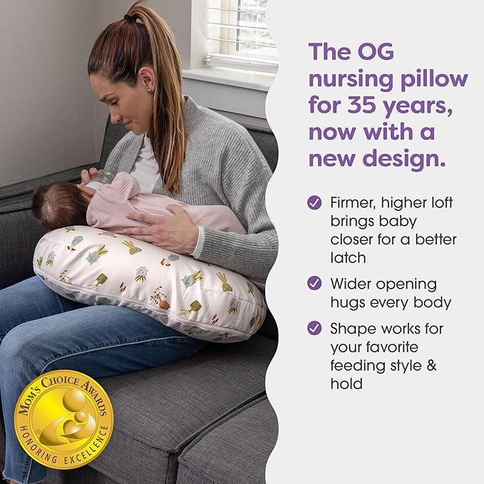 Boppy Nursing Pillow - Ergonomic Bottle & Breastfeeding Pillow with High, Firm, Large Area, Water-Repellent Cushion with Washable Cover; Baby Safety Alliance Verified - Tan Happy Houseplants-CubbioJoy