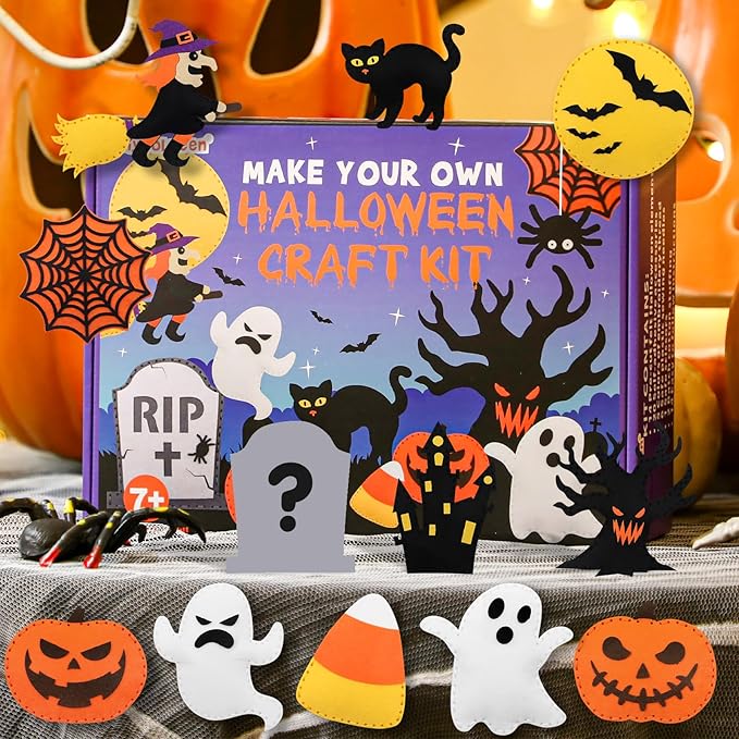 CiyvoLyeen Halloween Craft Kit Kids DIY Crafting and Sewing Set HalloweenStuffed Animal Felt Plushie for Girls and Boys Educational Beginners Sewing Set Sewing Kits for Kids Age 8 9 10 11 12-CubbioJoy