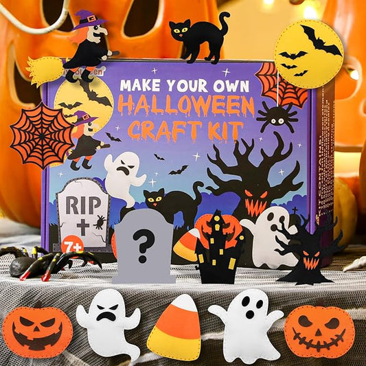 CiyvoLyeen Halloween Craft Kit Kids DIY Crafting and Sewing Set HalloweenStuffed Animal Felt Plushie for Girls and Boys Educational Beginners Sewing Set Sewing Kits for Kids Age 8 9 10 11 12-CubbioJoy