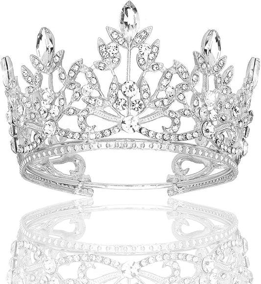 CAVETEE Mini Crown Cake Topper, Small Princess Tiara Crystal Crown Flower Bouquets Accessories for Cake Topper, Flower Arrangements and Decorations (silver)-CubbioJoy