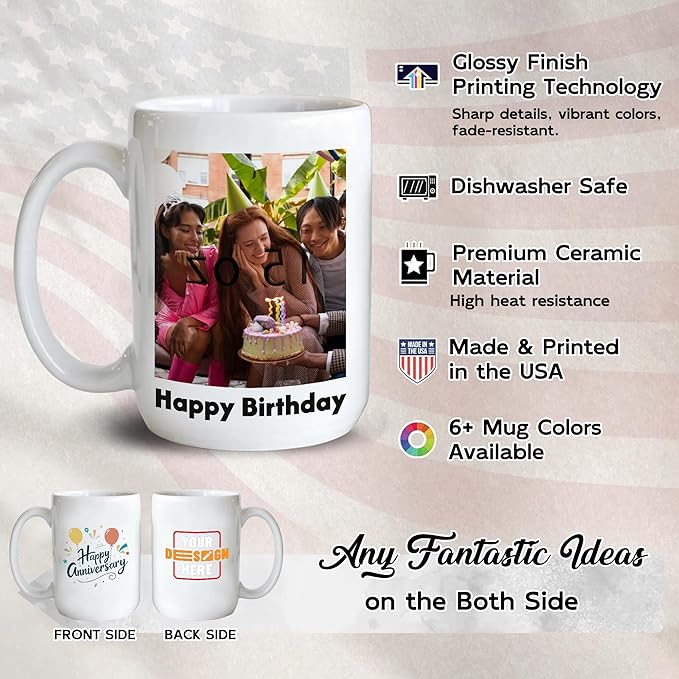 Custom Mug Upload Your Picture Personalized Coffee Mug with Photo Text Name Customized Cup Unique Ideas Gifts for Men Women Mom Dad Girlfriend Halloween Christmas Thanksgiving-CubbioJoy