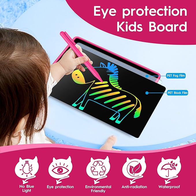 20 Inch LCD Writing Tablet for Kids, Children's Art Toys, Educational and Learning Drawing Kits, Birthday and Christmas Gifts for Boys and Girs Aged 3-12+, Pink-CubbioJoy
