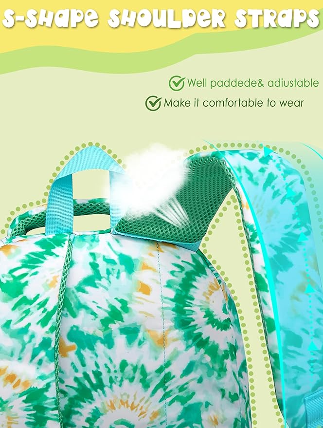 BLUEFAIRY Kids Backpack for Girls Elementary Primary Middle School Bags for Aged 8-10 for Teens Childs Bookbags Back to School Book Bags Gifts Mochilas para Niñas de 6 7 8 9 10 Años Tie-dye Green-CubbioJoy