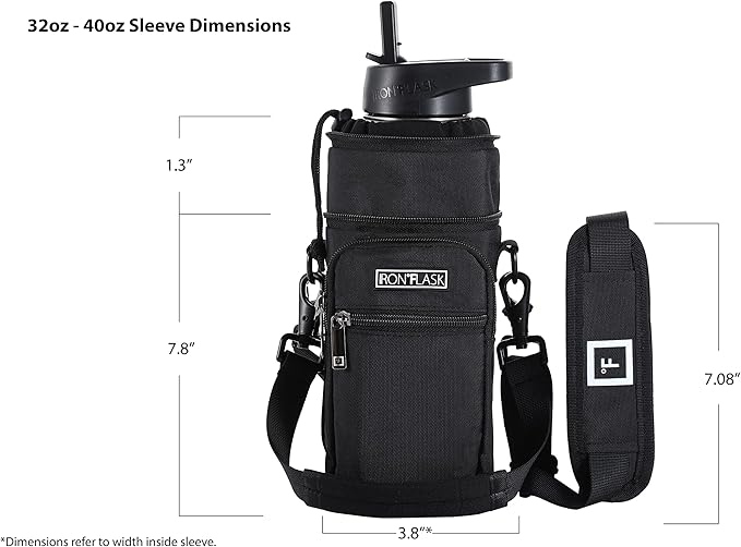 IRON °FLASK Carrier, Holder, Sleeve - Fits Insulated Stainless Steel Sports Water Bottle, Adjustable Shoulder Strap, Holder Bag Case Pouch Cover-CubbioJoy