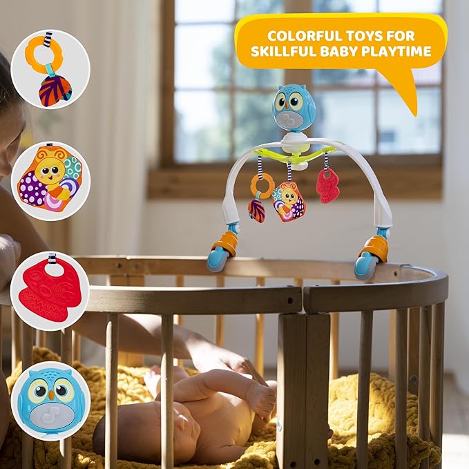 Baby Stroller Arch Toy with Relaxing Music & Lights - Adjustable Activity Arch & Play Accessories - Baby Bouncer Toy Bar, Carseat, Crib, Stroller Hanging Toys for Infants 0 Months Old & Up-CubbioJoy