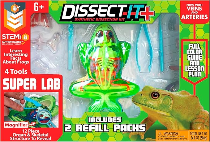 Dissect-It Kit for Kids, Simulated Synthetic Lab Dissection Toy, Frog Super Lab STEM Toys for Animal Science, Biology, and Anatomy-CubbioJoy