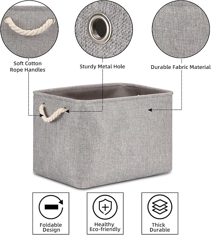 Bidtakay Grey Baskets [2-Pack] Shelf Baskets for Storage 16" X 11.8" X 11.8" Large Fabric Rectangular Decorative Storage Basket Organization Bins for Shelves Closet Home Organization(Grey)-CubbioJoy