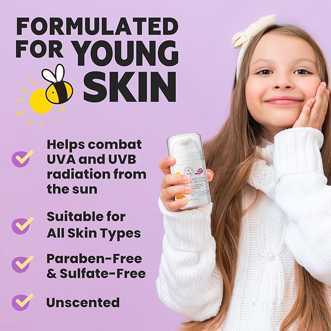 Kid Face Sunscreen Moisturizer with SPF – SPF 30 Mineral Face Sunscreen – Lightweight, Non-Greasy, Reef-Safe with Zinc Oxide & Niacinamide – Broad-Spectrum UV Protection – Daily Moisturizer for Kids-CubbioJoy