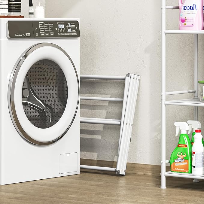 APEXCHASER Clothes Drying Rack, 3-Tier Laundry Drying Rack for Clothes, Expandable Metal Clothing Dryer, Collapsible Towel Rack, Air Drying Rack, White-CubbioJoy