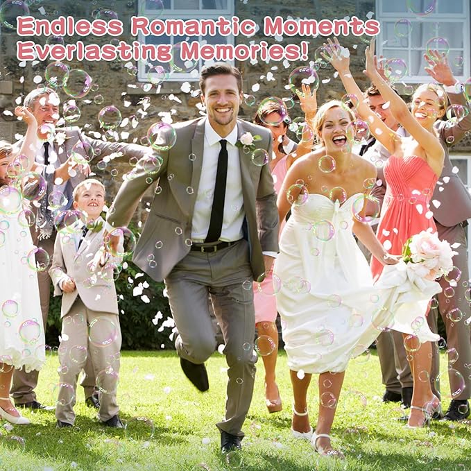 BOMOCO Bubble Gun,125 Holes Bubble Machine Bubbles for Kids Age 3-12,Bubble Blaster Gun with Bubble Solution Summer Outdoor Bubble Toys Birthday Wedding Halloween Party Favors Gifts Bubble Maker,Pink-CubbioJoy