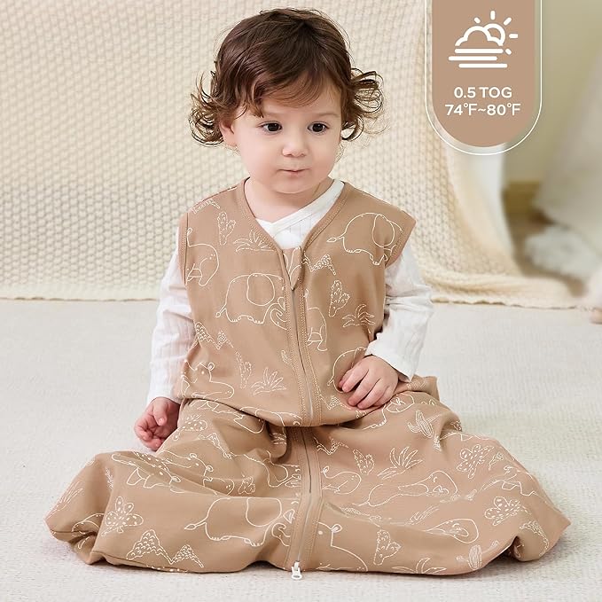 JELLYMONI Baby Sleep Sack 18-24 Months 0.5 Tog Wearable Blanket for Baby, 100% Cotton 3 Pack Infant Toddler Sleeping Sack Lightweight Soft 2-Way Zipper Sleepsack-CubbioJoy
