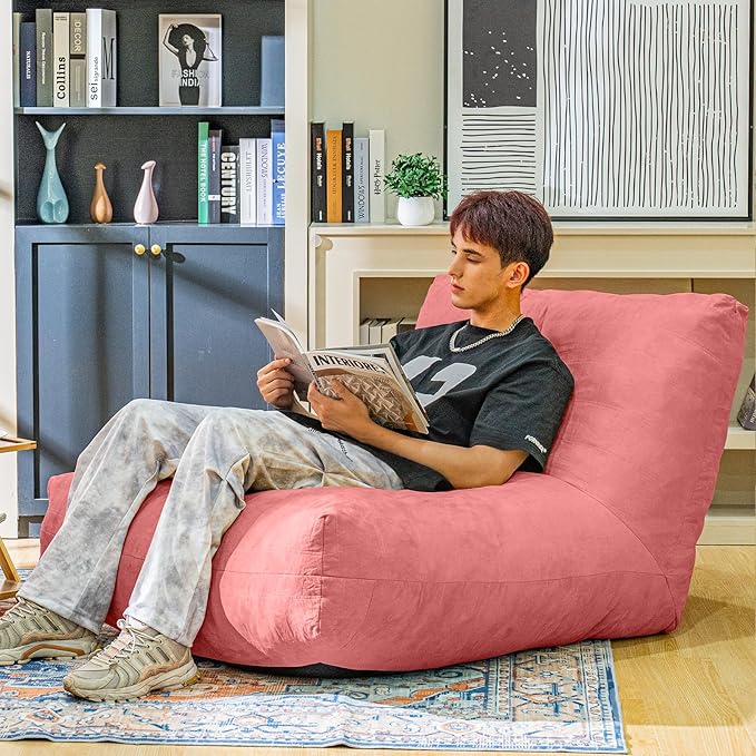 Bean Bag Chair Lazy Bean Bag Sofa, Floor Beanbag Chairs with Stuffed High-Density Foam, Memory Foam Bean Bag Sofa for Living Room, Bedroom and Office-CubbioJoy