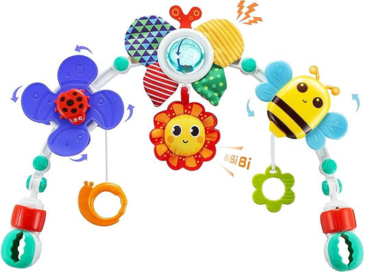 Adjustable Arch Bassinet Toys for Infant & Toddlers, Stroller Arch, Baby Crib Toys with Fascinating Hanging for Stimulating Baby’s Senses and Developing Motor Skills-CubbioJoy